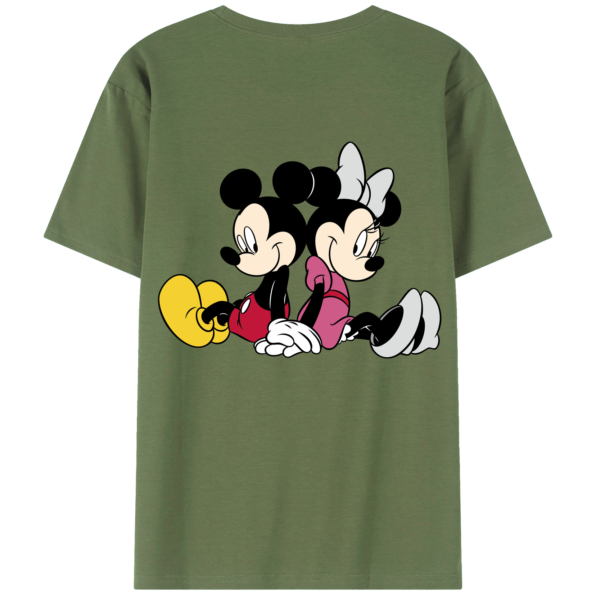 ミッキーマウス Mickey Mouse 綿100％ メンズ半袖Tシャツ（バックプリント） 通気性